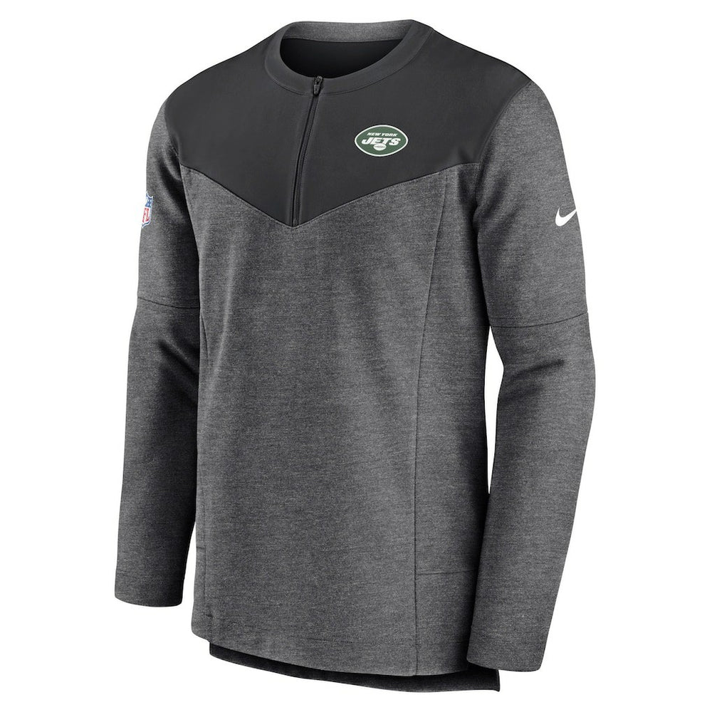 New York Jets Sideline Lockup Performance Quarter-Zip Top Charcoal