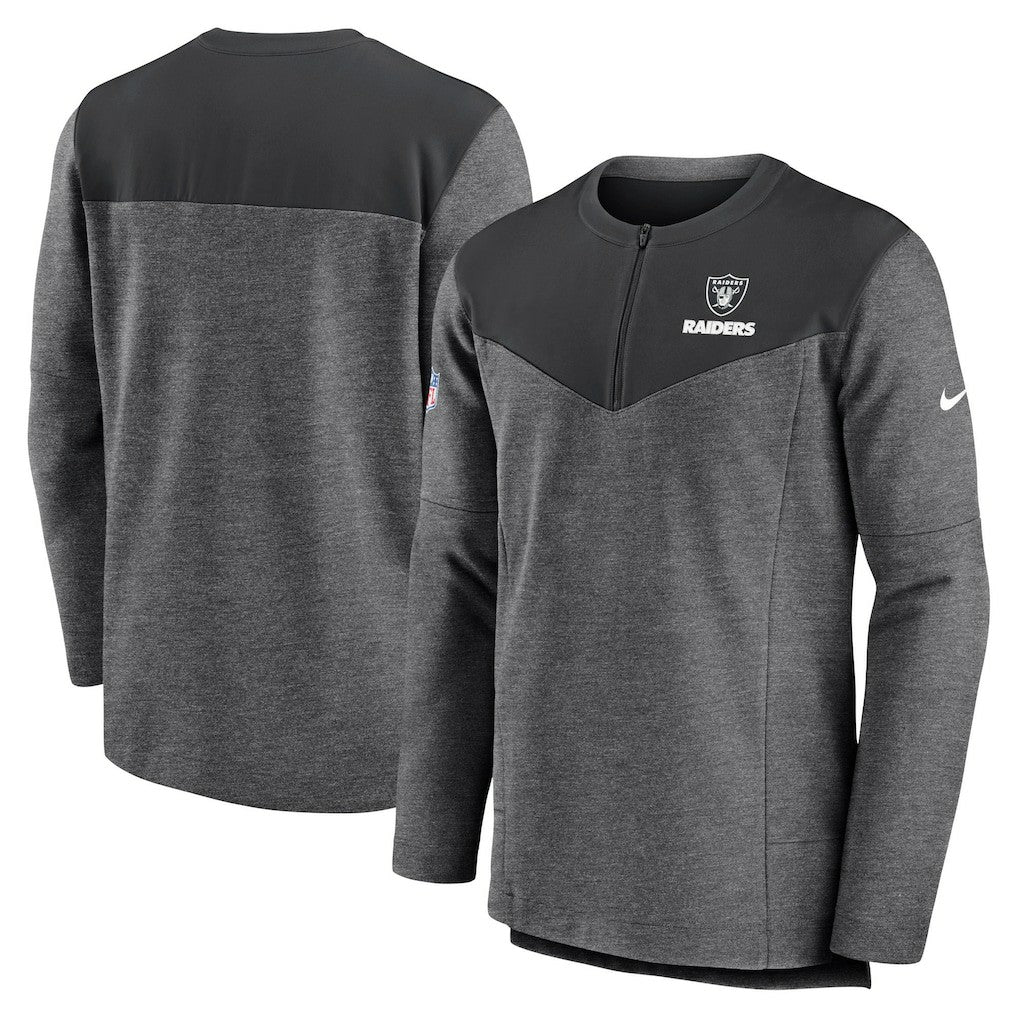 Las Vegas Raiders Sideline Lockup Performance Quarter-Zip Top Charcoal