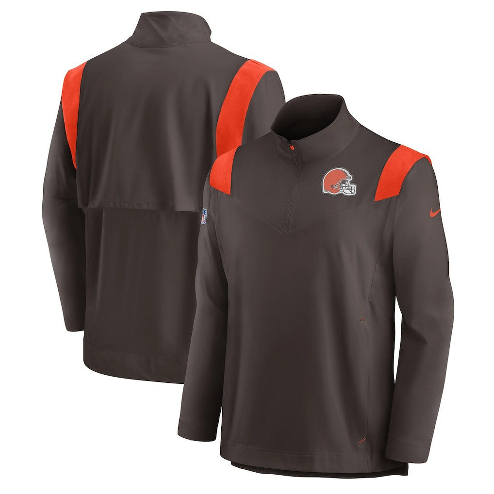 Cleveland Browns Sideline Coach Chevron Lockup Quarter-Zip Long Sleeve Top Brown