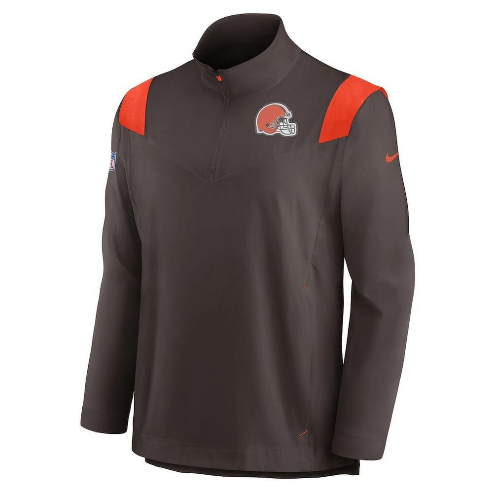 Cleveland Browns Sideline Coach Chevron Lockup Quarter-Zip Long Sleeve Top Brown