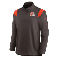 Cleveland Browns Sideline Coach Chevron Lockup Quarter-Zip Long Sleeve Top Brown