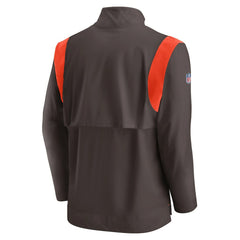 Cleveland Browns Sideline Coach Chevron Lockup Quarter-Zip Long Sleeve Top Brown