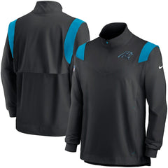 Carolina Panthers Sideline Coach Chevron Lockup Quarter-Zip Long Sleeve Top Black