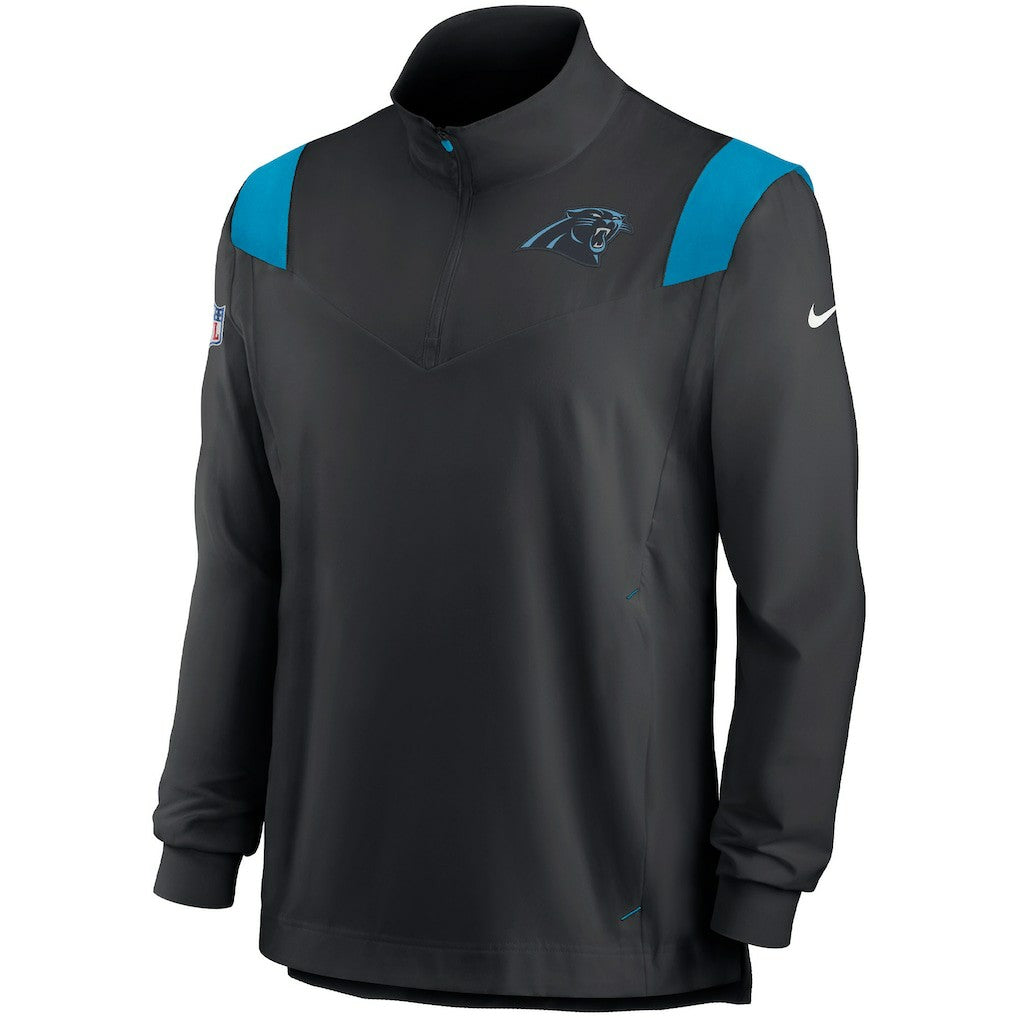 Carolina Panthers Sideline Coach Chevron Lockup Quarter-Zip Long Sleeve Top Black