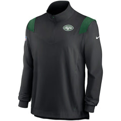 New York Jets Sideline Coach Chevron Lockup Quarter-Zip Long Sleeve Top Black