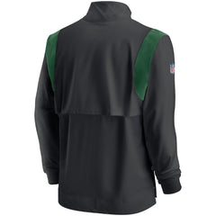 New York Jets Sideline Coach Chevron Lockup Quarter-Zip Long Sleeve Top Black