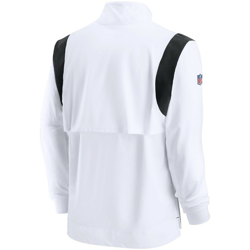 Las Vegas Raiders Sideline Coach Chevron Lockup Quarter-Zip Long Sleeve Top White