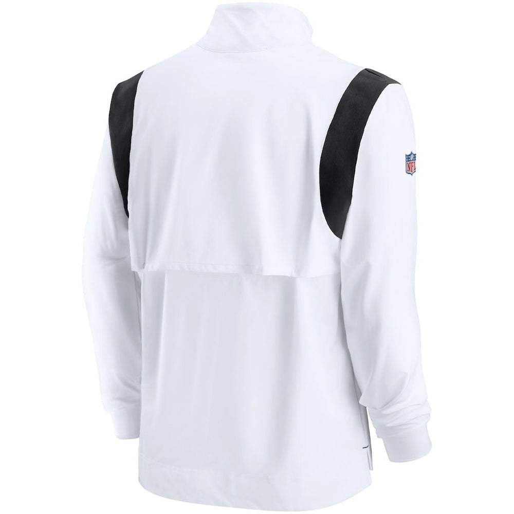 Las Vegas Raiders Sideline Coach Chevron Lockup Quarter-Zip Long Sleeve Top White