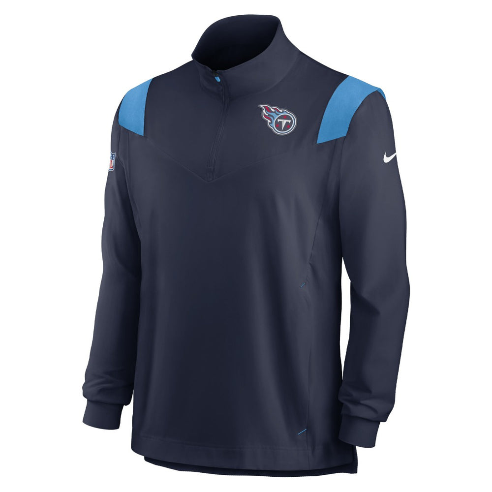 Tennessee Titans Sideline Coach Chevron Lockup Quarter-Zip Long Sleeve Top Navy