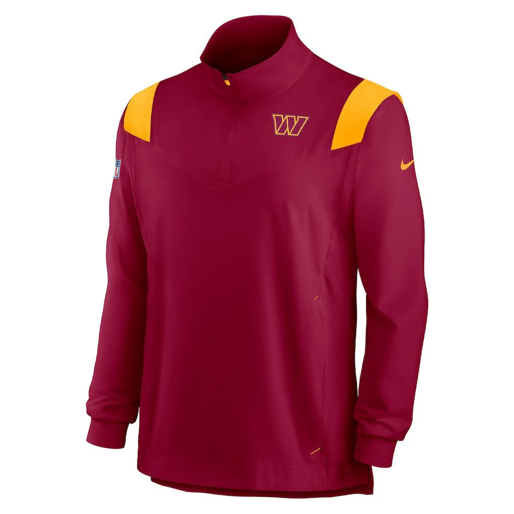 Washington Commanders Sideline Coach Chevron Lockup Quarter-Zip Long Sleeve Top Burgundy