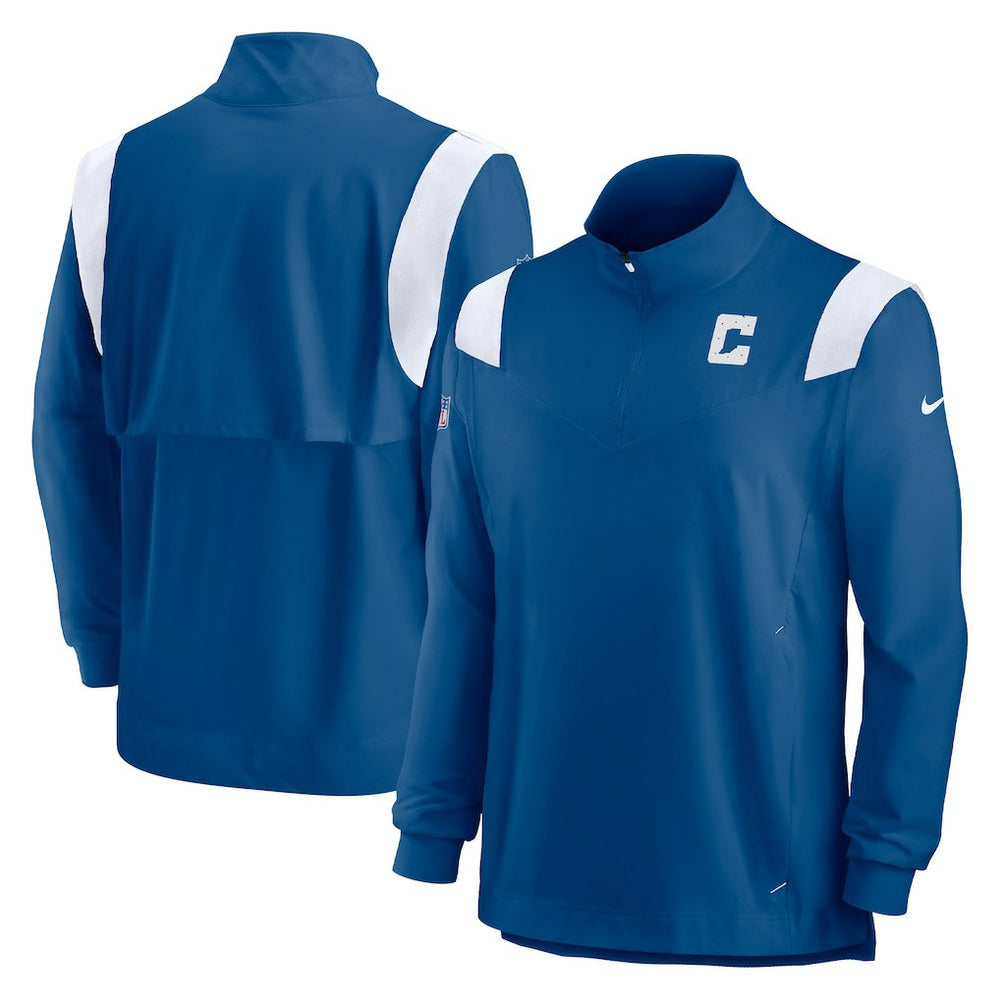 Indianapolis Colts Sideline Coach Chevron Lockup Quarter-Zip Long Sleeve Top Royal