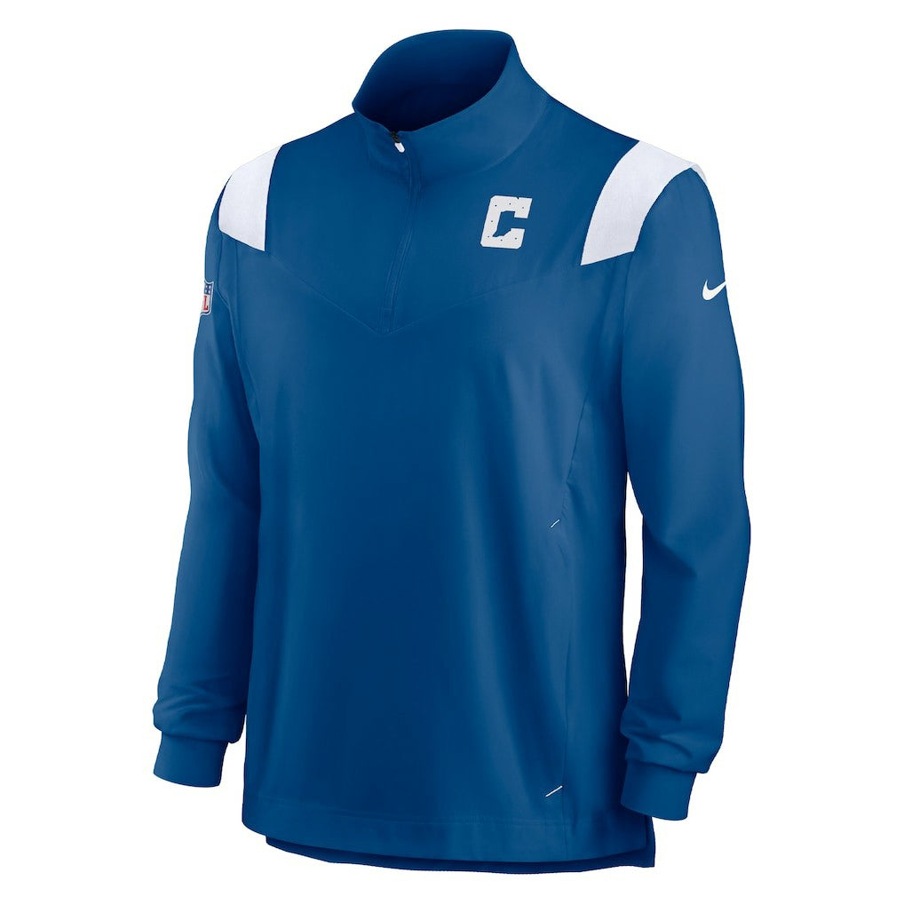 Indianapolis Colts Sideline Coach Chevron Lockup Quarter-Zip Long Sleeve Top Royal
