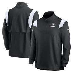 Las Vegas Raiders Sideline Coach Chevron Lockup Quarter-Zip Long Sleeve Top Black