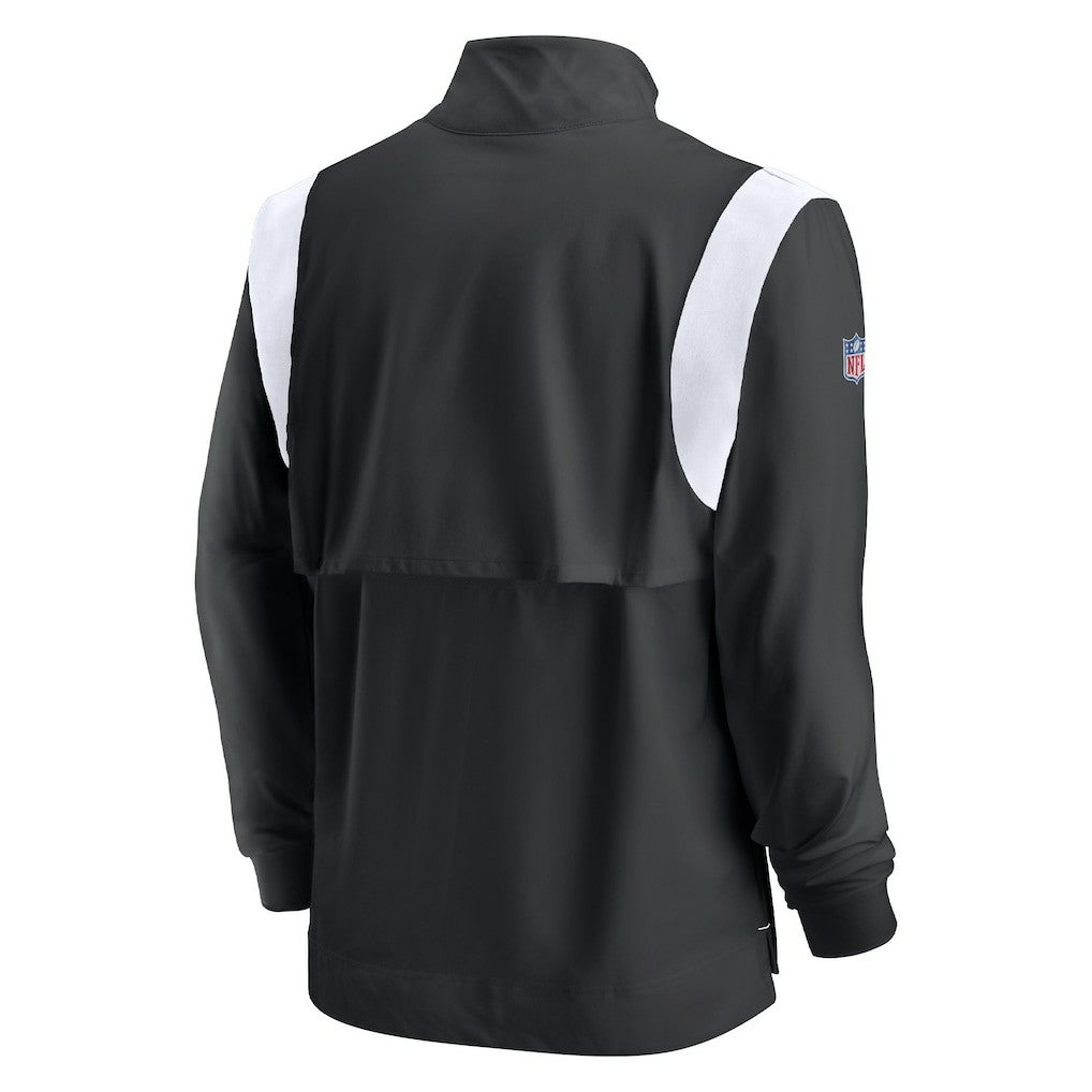 Las Vegas Raiders Sideline Coach Chevron Lockup Quarter-Zip Long Sleeve Top Black