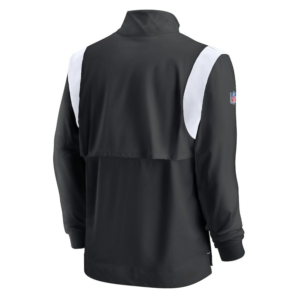 Las Vegas Raiders Sideline Coach Chevron Lockup Quarter-Zip Long Sleeve Top Black