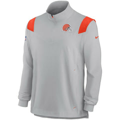 Cleveland Browns Sideline Coach Chevron Lockup Quarter-Zip Long Sleeve Top Gray