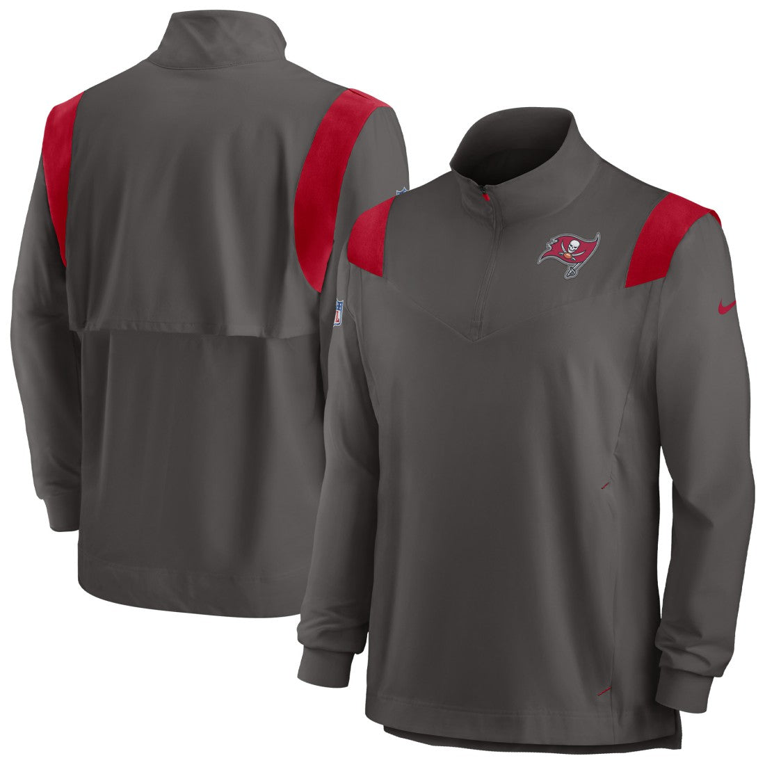 Tampa Bay Buccaneers Sideline Coach Chevron Lockup Quarter-Zip Long Sleeve Top Pewter