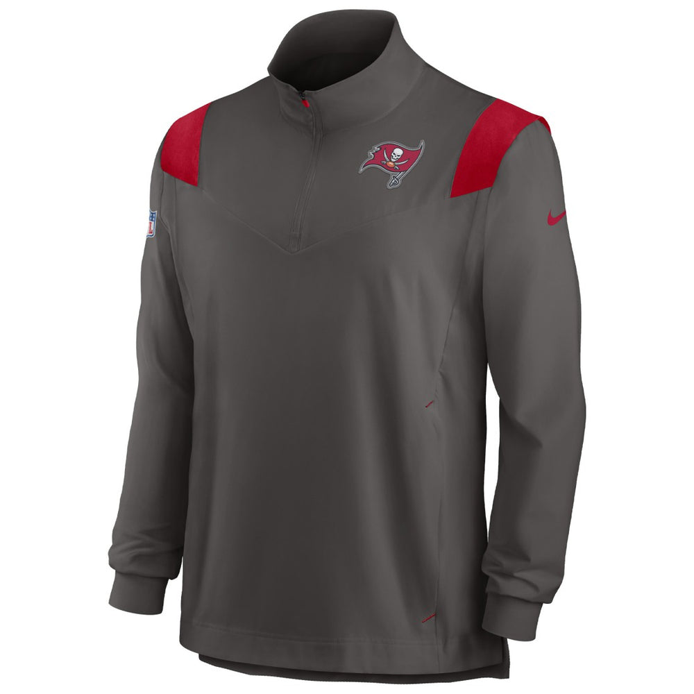 Tampa Bay Buccaneers Sideline Coach Chevron Lockup Quarter-Zip Long Sleeve Top Pewter