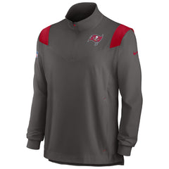 Tampa Bay Buccaneers Sideline Coach Chevron Lockup Quarter-Zip Long Sleeve Top Pewter