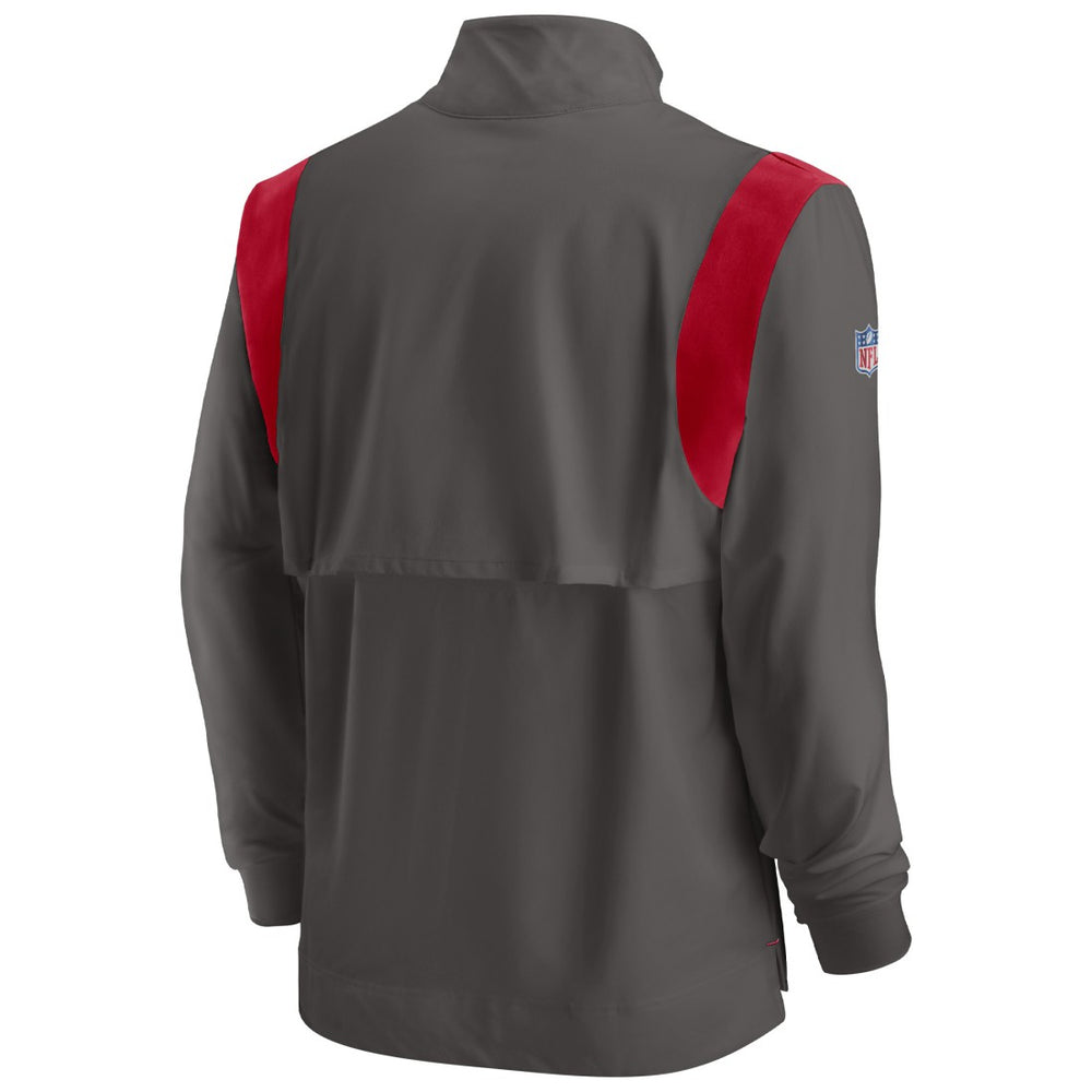 Tampa Bay Buccaneers Sideline Coach Chevron Lockup Quarter-Zip Long Sleeve Top Pewter