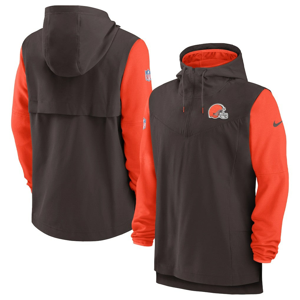 Cleveland Browns Sideline Player Quarter-Zip Hoodie Brown/Orange