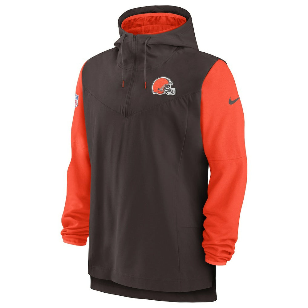 Cleveland Browns Sideline Player Quarter-Zip Hoodie Brown/Orange