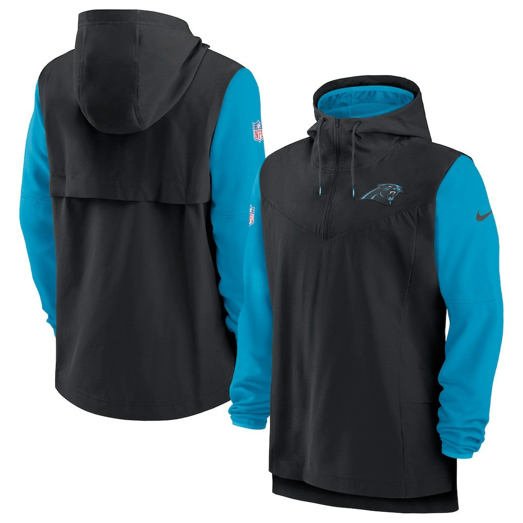 Carolina Panthers Sideline Player Quarter-Zip Hoodie Black/Blue