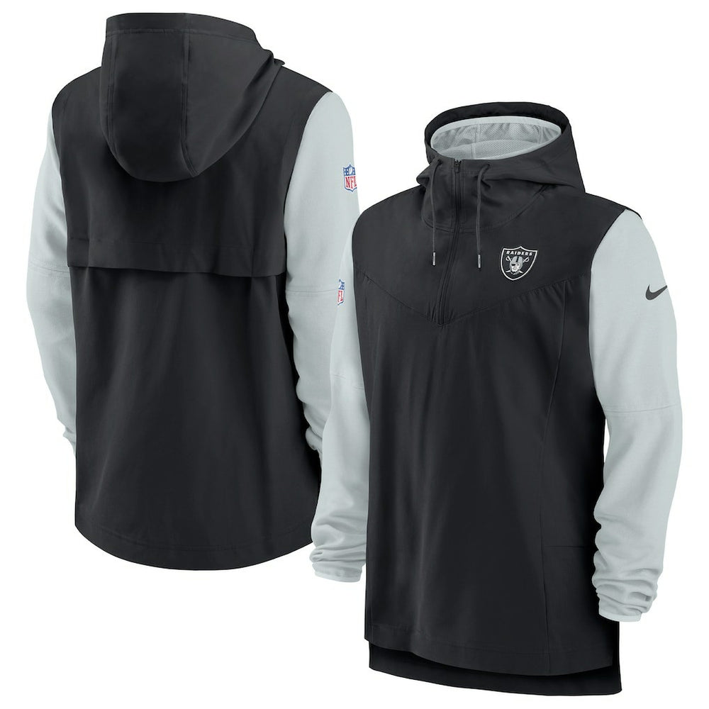 Las Vegas Raiders Sideline Player Quarter-Zip Hoodie Jacket Black/Silver