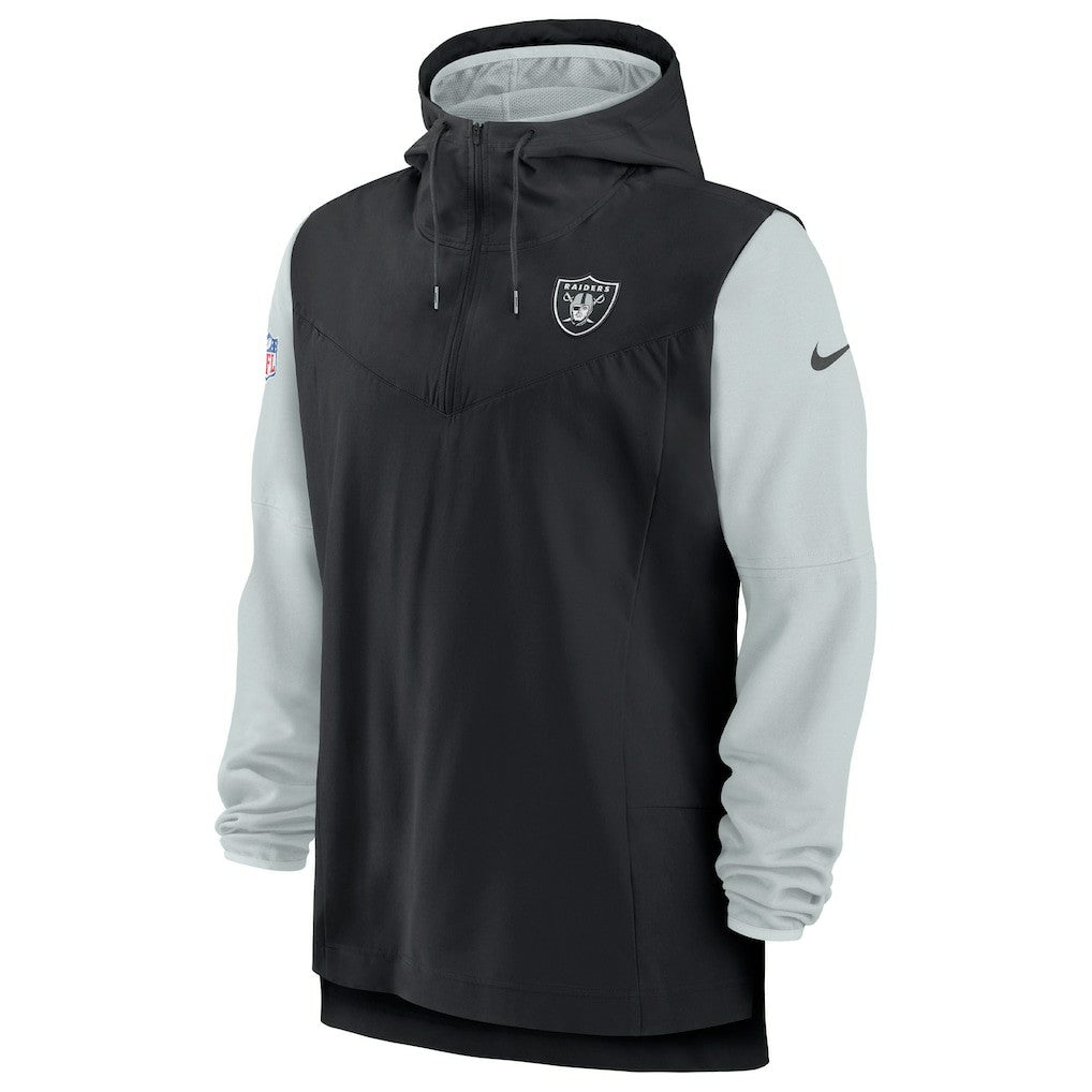 Las Vegas Raiders Sideline Player Quarter-Zip Hoodie Jacket Black/Silver