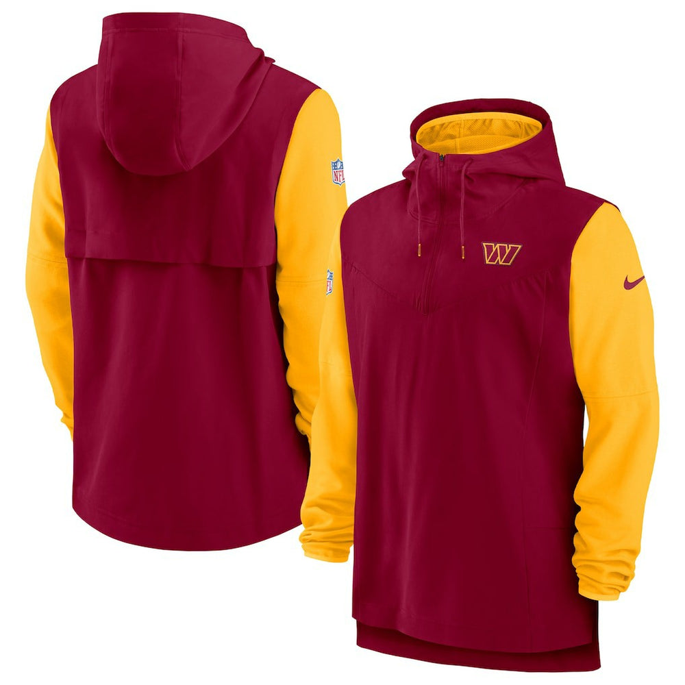 Washington Commanders Sideline Player Quarter-Zip Hoodie Burgundy/Gold