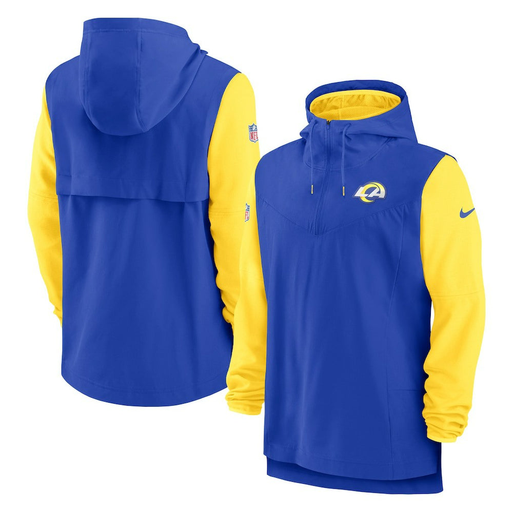 Los Angeles Rams Sideline Player Quarter-Zip Hoodie Jacket Royal/Gold