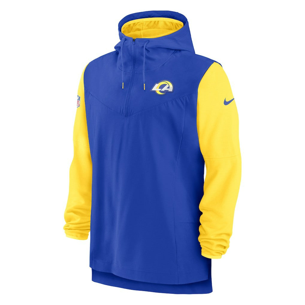 Los Angeles Rams Sideline Player Quarter-Zip Hoodie Jacket Royal/Gold