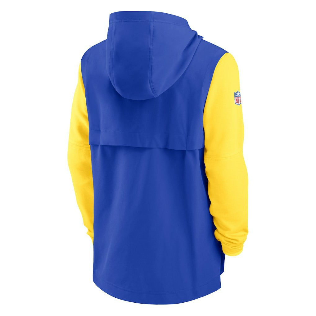 Los Angeles Rams Sideline Player Quarter-Zip Hoodie Jacket Royal/Gold