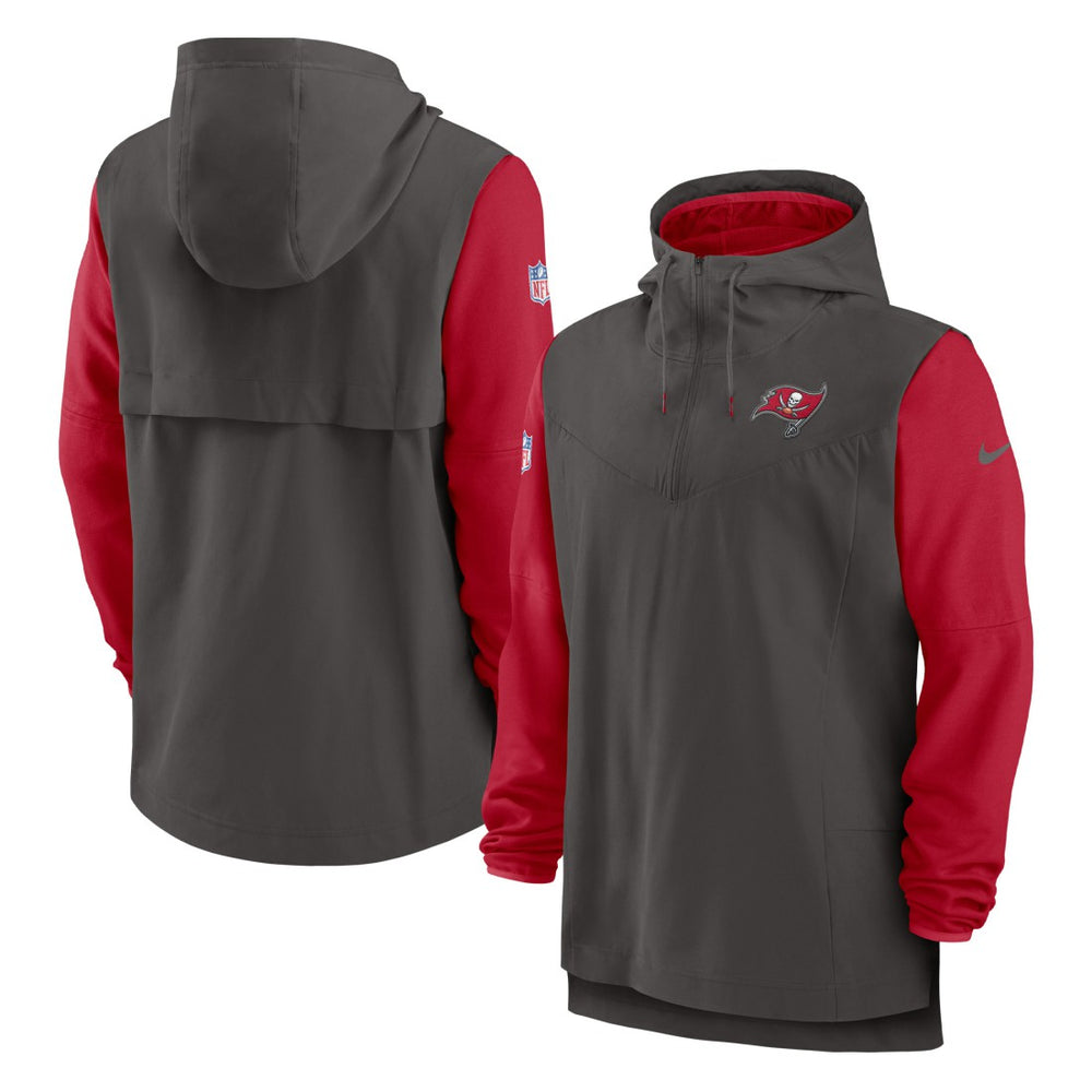 Tampa Bay Buccaneers Sideline Player Quarter-Zip Hoodie Pewter/Red