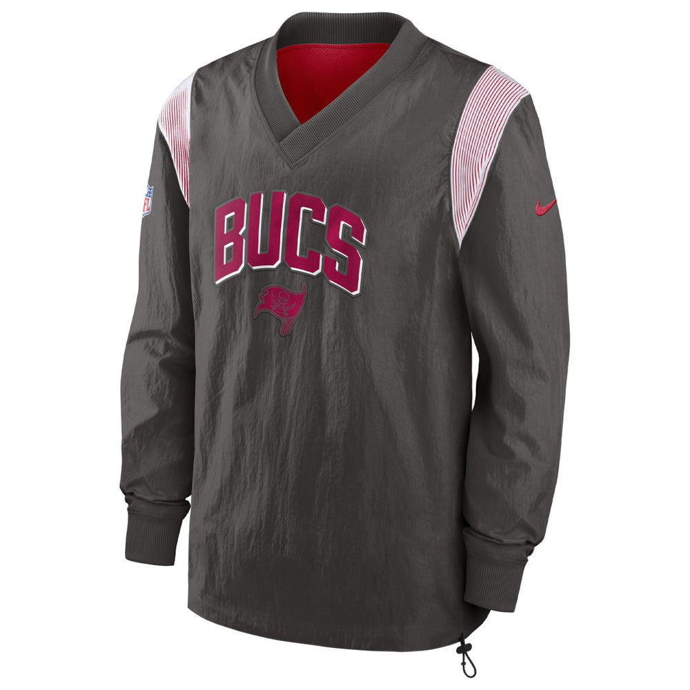 Tampa Bay Buccaneers Sideline Athletic Stack V-Neck Pullover Windshirt Jacket Pewter
