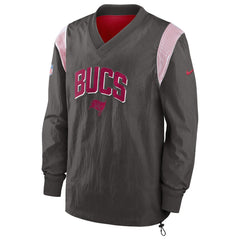 Tampa Bay Buccaneers Sideline Athletic Stack V-Neck Pullover Windshirt Jacket Pewter