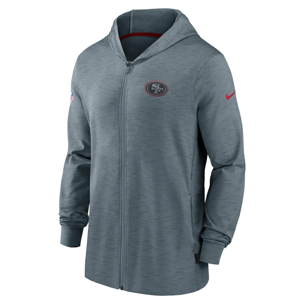 San Francisco 49ers Sideline Team Pop Full-Zip Hoodie Jacket Heather Gray