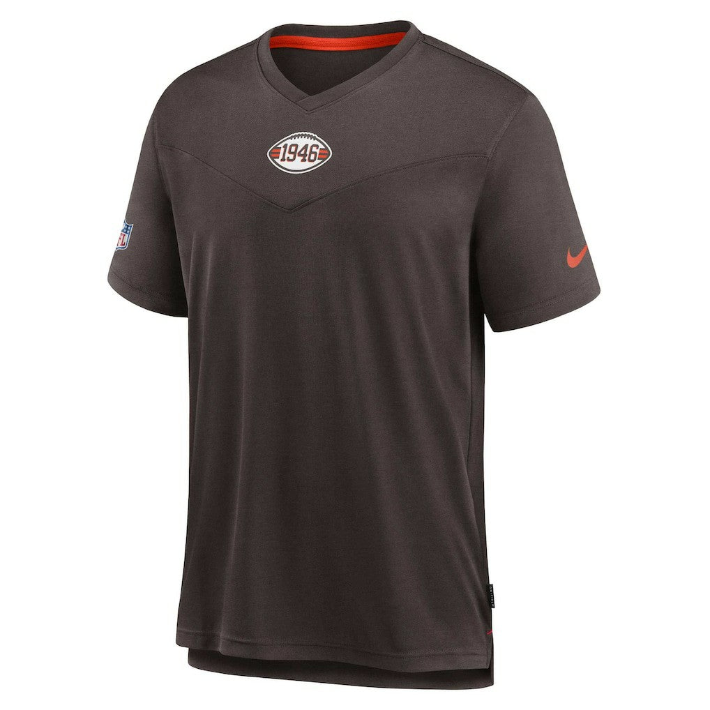 Cleveland Browns Sideline Coaches Vintage Chevron Performance V-Neck T-Shirt Brown