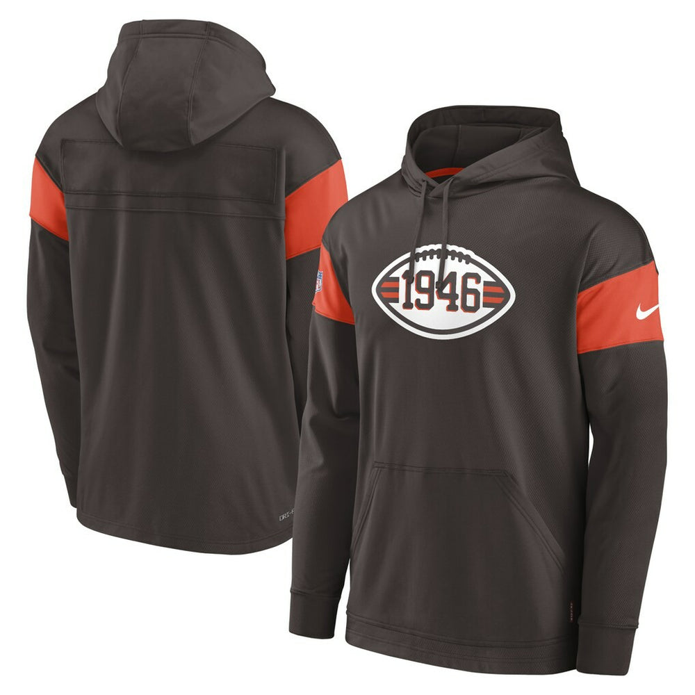 Cleveland Browns Sideline Arch Jersey Performance Pullover Hoodie Brown
