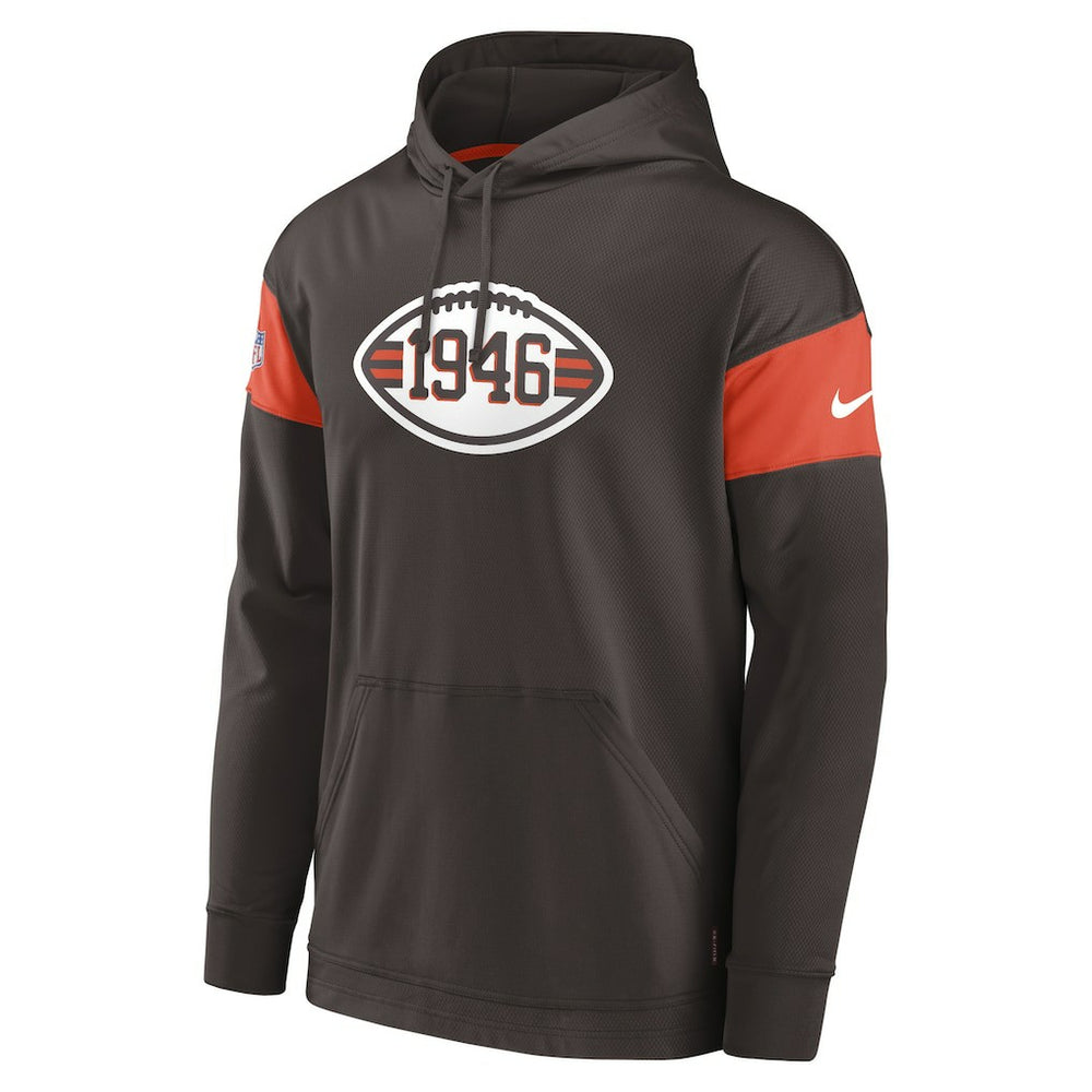 Cleveland Browns Sideline Arch Jersey Performance Pullover Hoodie Brown