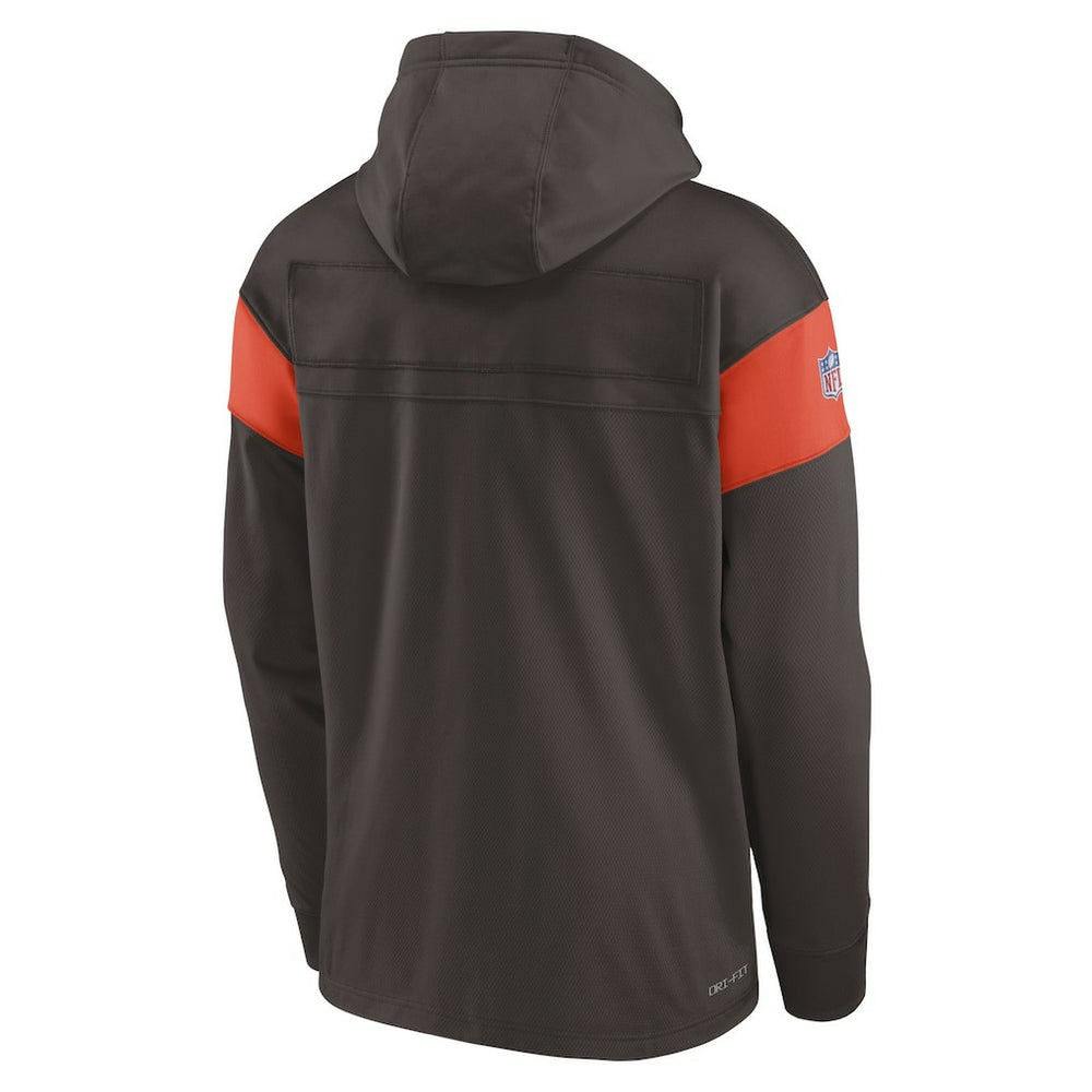 Cleveland Browns Sideline Arch Jersey Performance Pullover Hoodie Brown