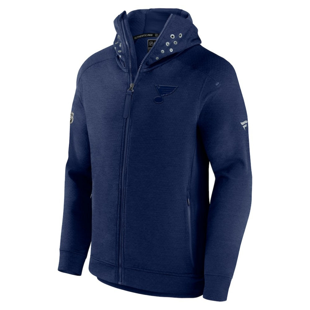 NHL St. Louis Blues Fanatics Authentic Pro Road Tech Lightweight Full-Zip Hoodie Jacket - Navy