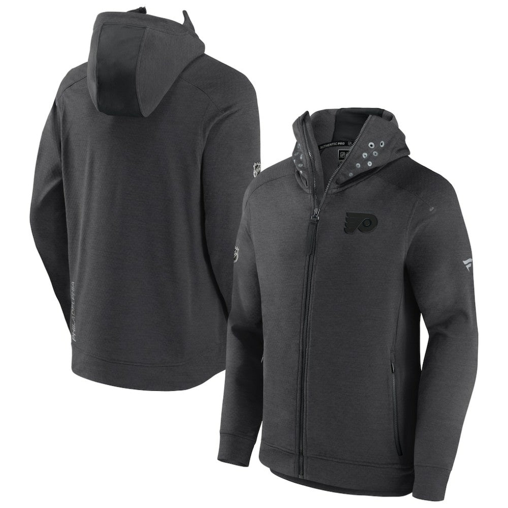 NHL Philadelphia Flyers Fanatics Authentic Pro Road Tech Lightweight Full-Zip Hoodie Jacket - Charcoal