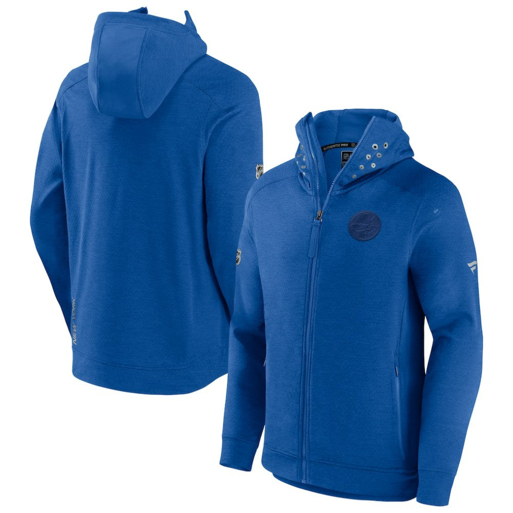 NHL New York Islanders Fanatics Authentic Pro Road Tech Lightweight Full-Zip Hoodie Jacket - Heather Royal