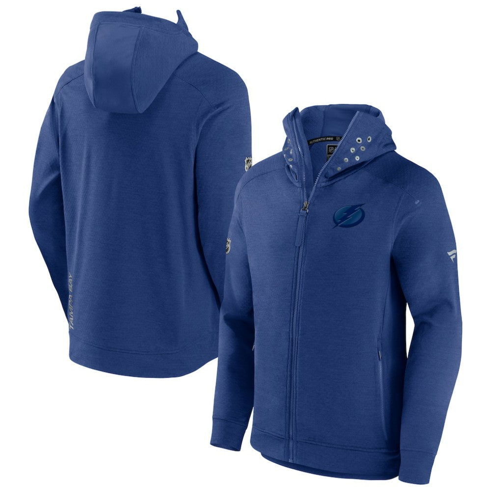 NHL Tampa Bay Lightning Fanatics Authentic Pro Road Tech Lightweight Full-Zip Hoodie Jacket - Blue