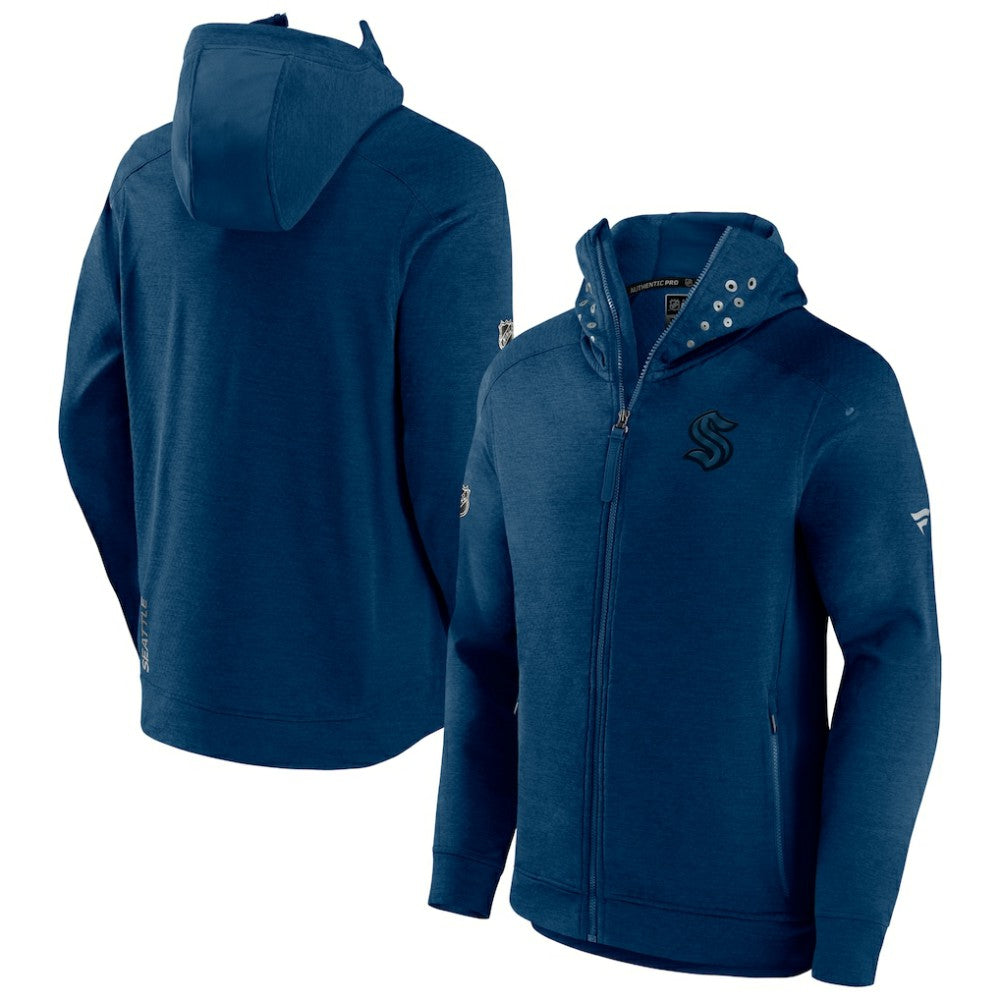 NHL Seattle Kraken Fanatics Authentic Pro Road Tech Lightweight Full-Zip Hoodie Jacket - Navy