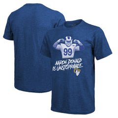 Aaron Donald Los Angeles Rams Majestic Threads Tri-Blend Player Graphic T-Shirt Royal