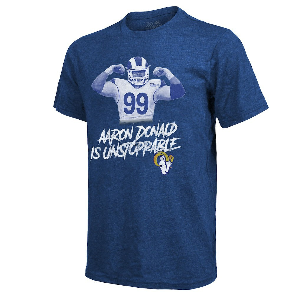 Aaron Donald Los Angeles Rams Majestic Threads Tri-Blend Player Graphic T-Shirt Royal