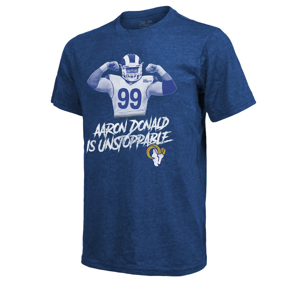 Aaron Donald Los Angeles Rams Majestic Threads Tri-Blend Player Graphic T-Shirt Royal