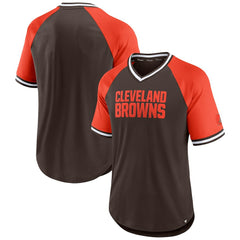 Cleveland Browns Second Wind Raglan V-Neck T-Shirt Brown/Orange